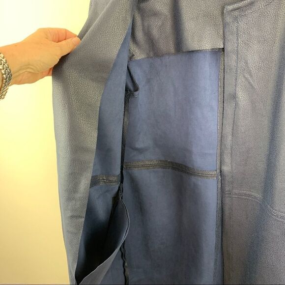 Chico’s Navy Vegan Leather/Suede Jacket Topper XS/2 - Picture 7 of 15